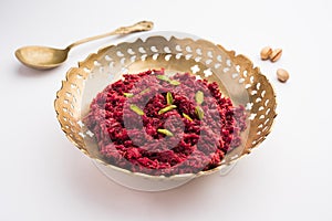 Beetroot halwaÂ or Halva is an Indian desserts tastes great when served chilled